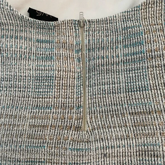 W5 Knit Textured Blue Beige Fringe Bottom Shirt Size XL - Picture 4 of 8